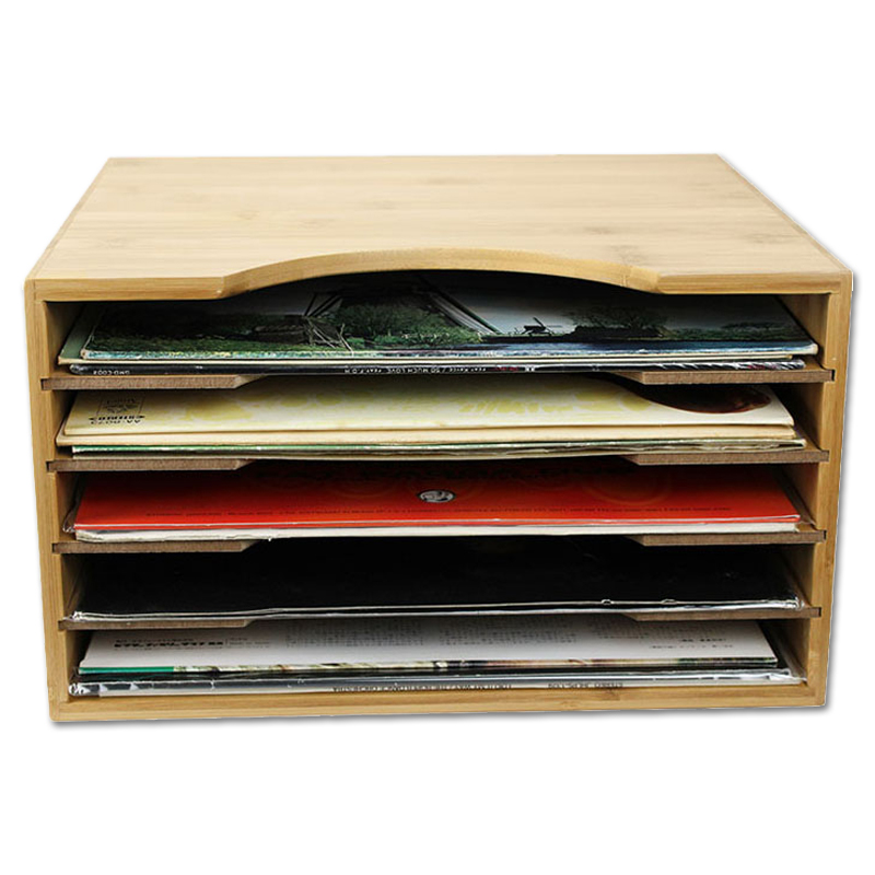 Bambus Schallplatten Box für ca. 40 Stück LPs