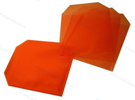 1CD Sleeve with flap, transparent/orange (132 x 135 mm + flap)