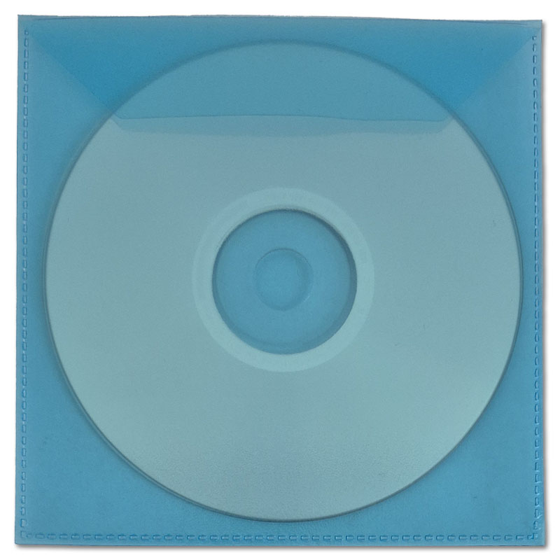 PP 1 CD / DVD hoesje met rechte hoeken en klep, transparant/blauw, dikte 0.12mm.