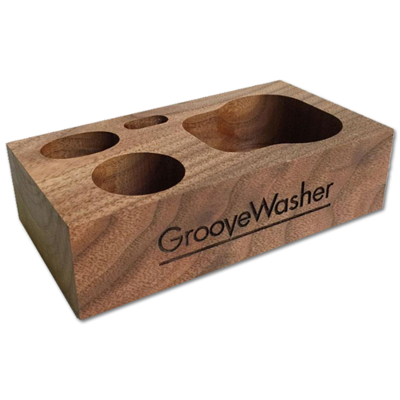 GrooveWasher Walnut Display Block + 59ml. G2 vloeistof