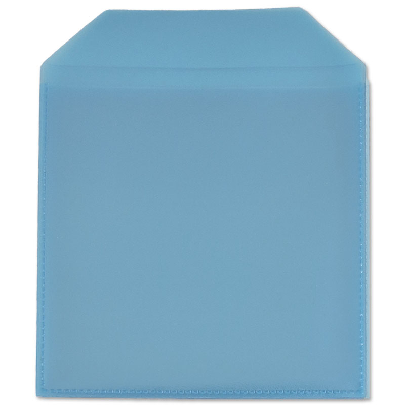 PP 1 CD / DVD hoesje met rechte hoeken en klep, transparant/blauw, dikte 0.12mm.
