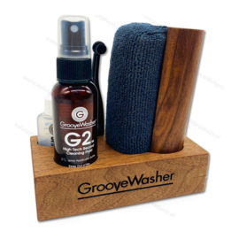 GrooveWasher Walnut Display Block + 59ml. G2 fluid bottle