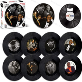 Grammofoonplaten coasters (onderzetters) - set a 8 stuks - Jazz Legends