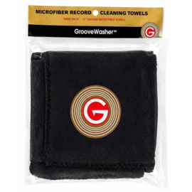 3 stuks - GrooveWasher Improved Black Microfiber Record Cleaning Towels
