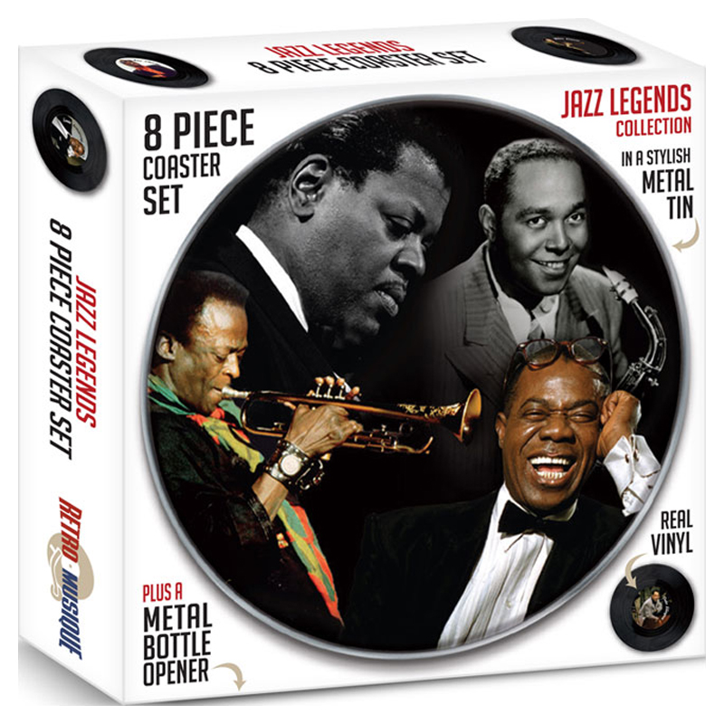 Grammofoonplaten coasters (onderzetters) - set a 8 stuks - Jazz Legends