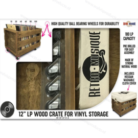 Retro Musique Record Crate on Wheels - capacity: approx. 100 units 12-Inch records