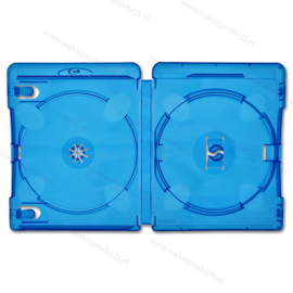 Standaard 15mm. Amaray Blu-Ray doosje voor 2 discs, kleur: transparant-blauw