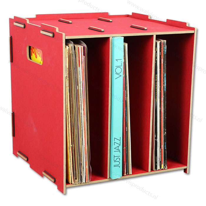WERKHAUS Mediabox voor ca. 80 LP's - donkerrood
