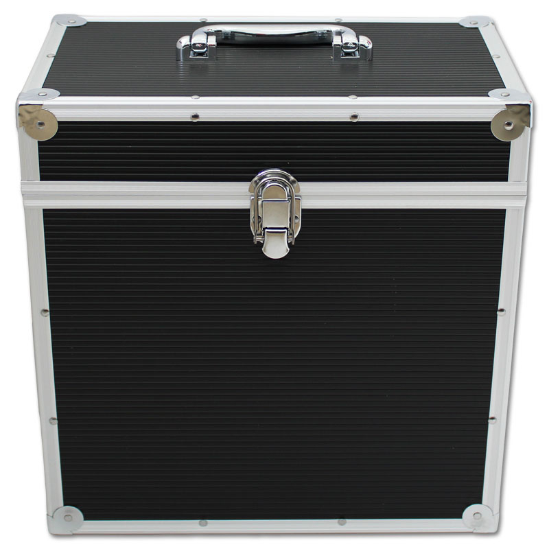 Mallette De Transport Pour Vinyles - Environ 50 Disques - Aluminium Rigide, Protection Maximale - Dimensions 340x365x205 Mm