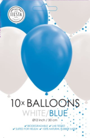Ballonnen set blauw wit | 10 stuks