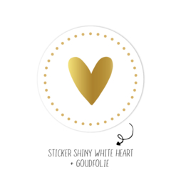 Sticker | Hart  Wit met gouden randje | 10 stuks