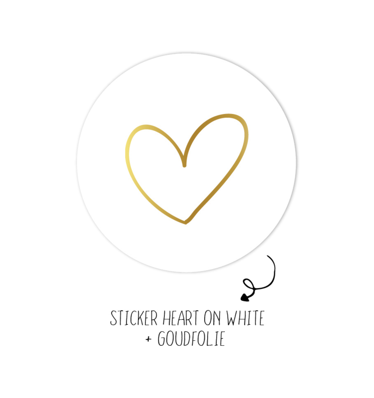 Sticker | Heart on white  | 10 stuks
