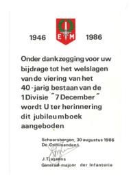 1 Divisie '7 December' (inclusief bericht van Commandant Tjassens aan de binnenzijde)