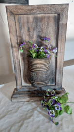 Houten tableau met halve vaas