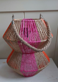 Ibiza , oranje/ rose beige touw windlicht