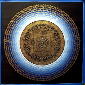 OM MANI PADME HUM -handpainted Mantra Mandala 54x54 on canvas