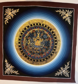Om Mani Padme Hum met Buddha - handgeschilderd Mantra Mandala op linnen 54x54x2 cm
