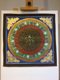 Om Mani Padme Hum 2 - handgeschilderd Mantra Mandala  op linnen 54x54x0,2 cm