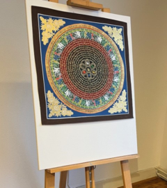 Om Mani Padme Hum 2 - handgeschilderd Mantra Mandala  op linnen 54x54x2 cm