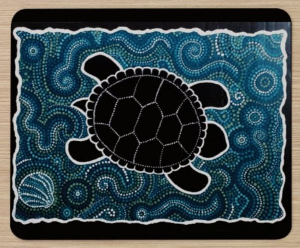 Muismat: Turtle - aboriginal design van Karuna Vasantha