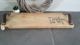 Tapas/Hapjes plank XL  Persoonlijke tekst Leer 60x20 cm