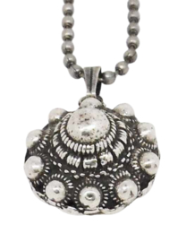 Bolle zeeuwse knop verzilverd klassiek model met bolletjesketting verzilverd ZKH610