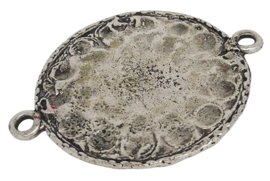 Grote platte Zeeuwse knop 4 cm doorsnede met rode emaille en twee ogen ZB 009-R