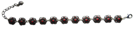 zeeuwse knopjes armband verzilverd, met rode emaille ZKA503-R
