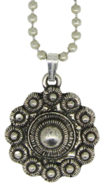 Zeeuws knoopje hangertje met bolletjesketting verzilverd ZKH628