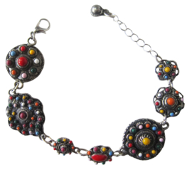 Zeeuwse knopen multicolour armband zwaar verzilverd - ZKA521-MC