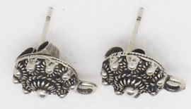 ZKO 715 Zeeuwse knop oorstekers verzilverd, made by you, met oogje om zelf iets aan te hangen