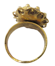 Zeeuwse knop ring bolletjesrand echt verguld, doorsnede ong. 2 cm, verstelbaar, een maat ZKR304-G