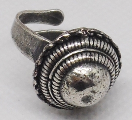 ring Zeeuwse knop bolhoed verzilverd, een maat, buigzaam, ZKR 302
