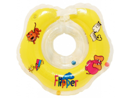 BabyFloat 0+ Zwemband - Zwemring voor om de nek - Babyswimmer - Zwemkraag -Flipper Yellow