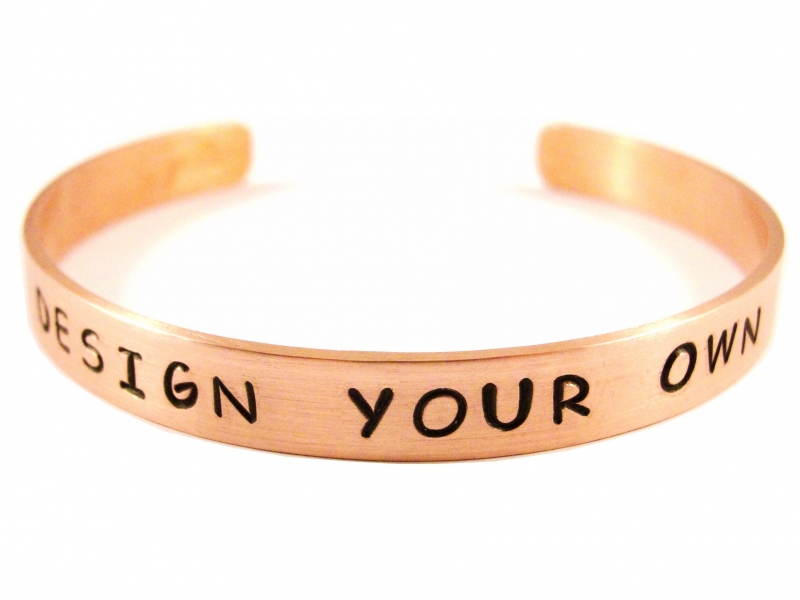 Jouw tekst in een armband - Design Your Own Rosé Gold - zwarte tekst