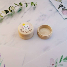 Wooden baby teeth storage box