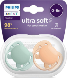 6-18M Philips Ultra Soft  Cognac/Groen 2-pack