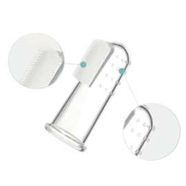 Mijnnami  baby siliconen vingertandenborstel met houder