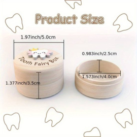 Wooden baby teeth storage box