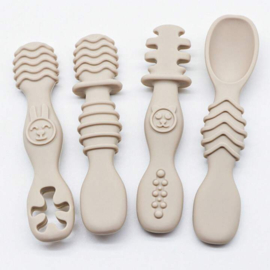 4 stuks baby siliconen kauwlepel set