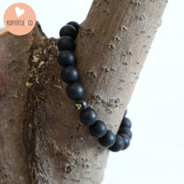 Armband met kralen met initialen zwart / goud