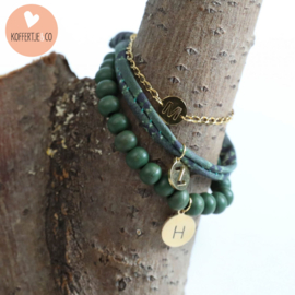 Armband met initialen groen