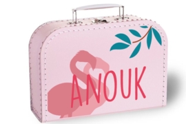 Koffertje met naam en Flamingo