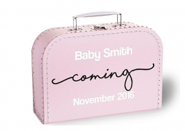 Koffertje zwangerschapsaankondiging Baby coming