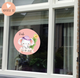 Geboorte Raamsticker Olifant