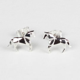 Oorknopjes Origami Paard - Zilver