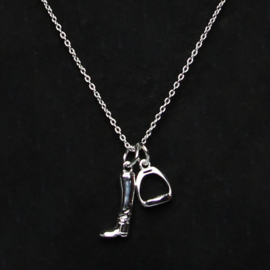 Necklace Riding Boots and Stirrup Silver
