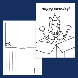 Geburtstagskarte "Überraschungspferd".