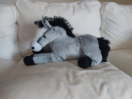 Paard pluche zwart grijs