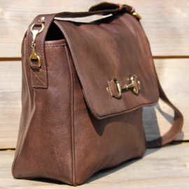 Lederen Laptop Tas Paarden Bit - Bruin